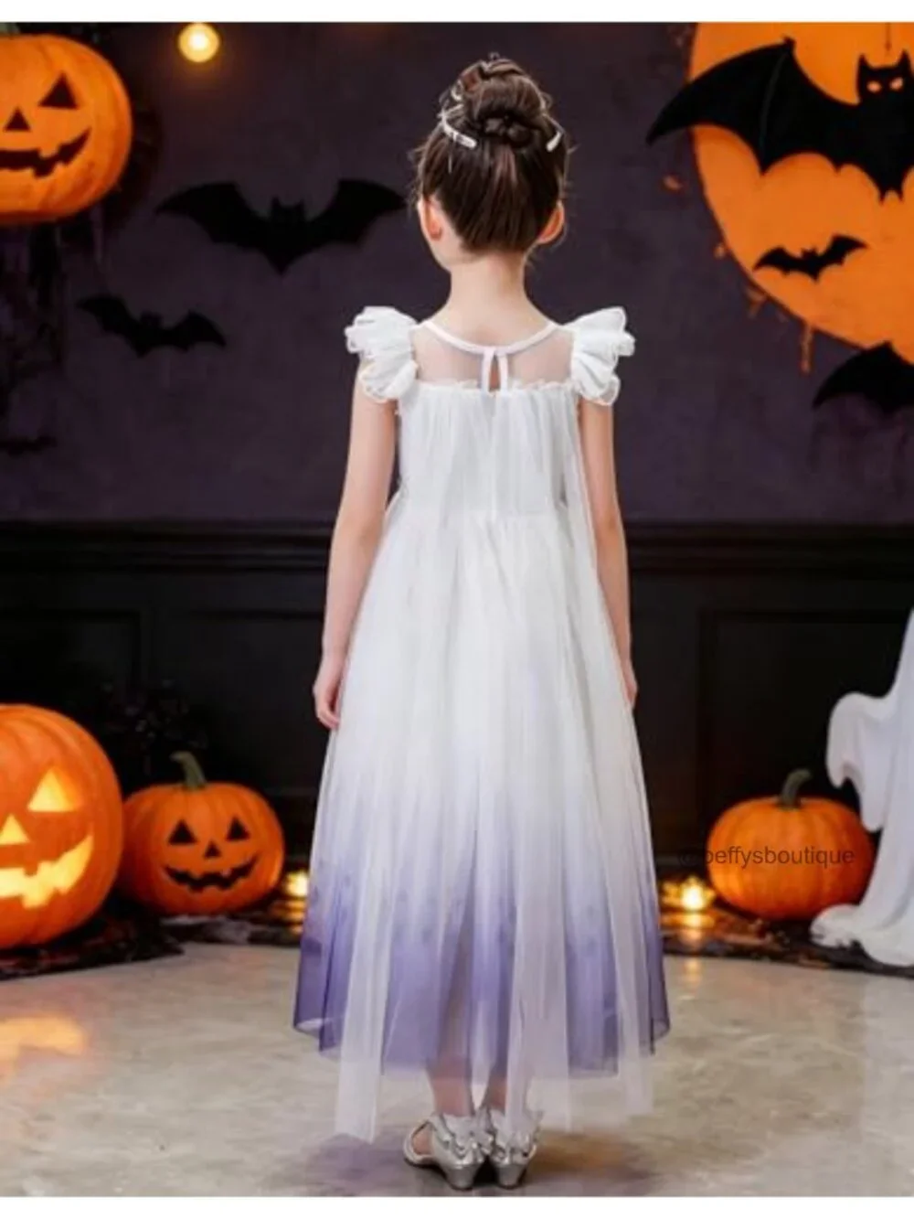 Girls Princess Dress with Tulle Skirt Halloween Costume Party Fancy Outfit